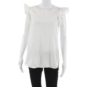 Kate McHale Jensen Womens Bohemian Sleeveless White Cotton Blouse Size M